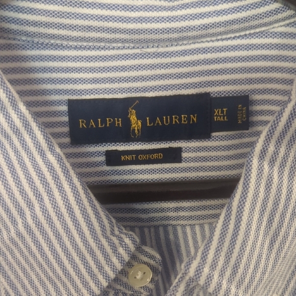 Ralph Lauren Blue Striped Polo with Embroidered Flags - Picture 2 of 2